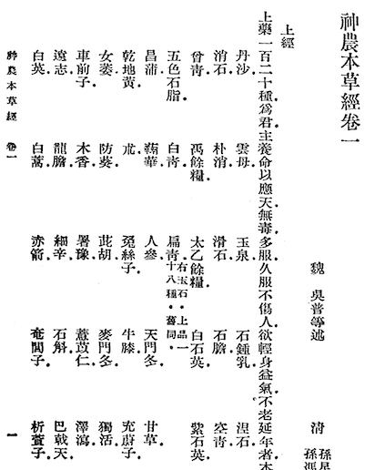 Shen Nong Ben Cao Jing (The Divine Farmer's Materia Medica) 