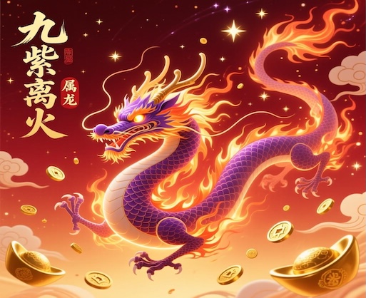 What impact does the Nine Purple Departing Fire Grand Cycle have on those born in the Year of the Dragon?