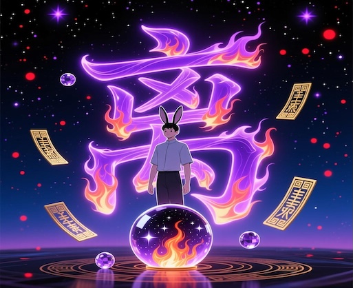 What effects does the Nine Purple Departing Fire Grand Cycle have on those born in the Year of the Rabbit?