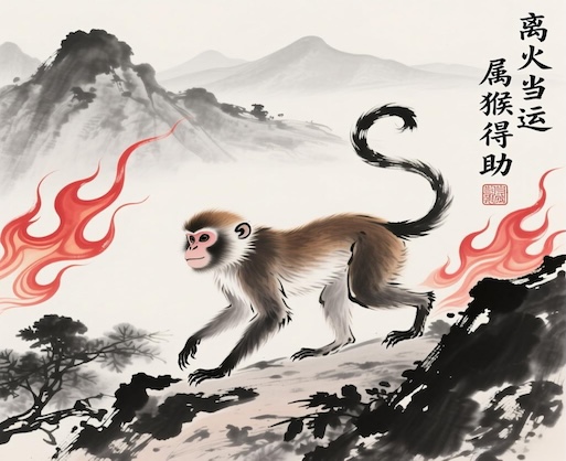 What are the effects of the Nine Purple Departing Fire Grand Cycle on those born in the Year of the Monkey?