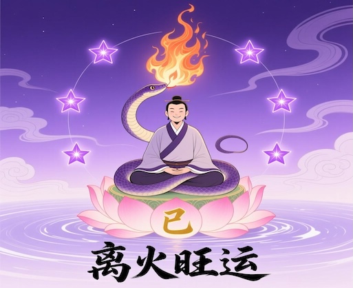 What are the effects of the Nine Purple Departing Fire Grand Cycle on those born in the Year of the Snake?
