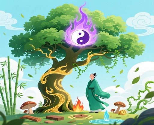 What effects does the Nine Purple Departing Fire Grand Cycle have on individuals whose element is Wood?